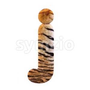 3d Lowercase character J covered in tiger fur texture Stock Photo