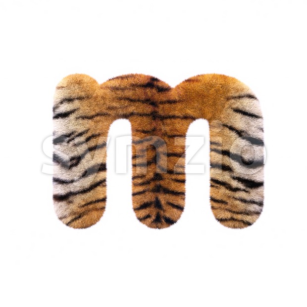 tiger coat 3d font M - Lowercase 3d letter Stock Photo