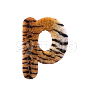 tiger coat character P - Lowercase 3d font Stock Photo