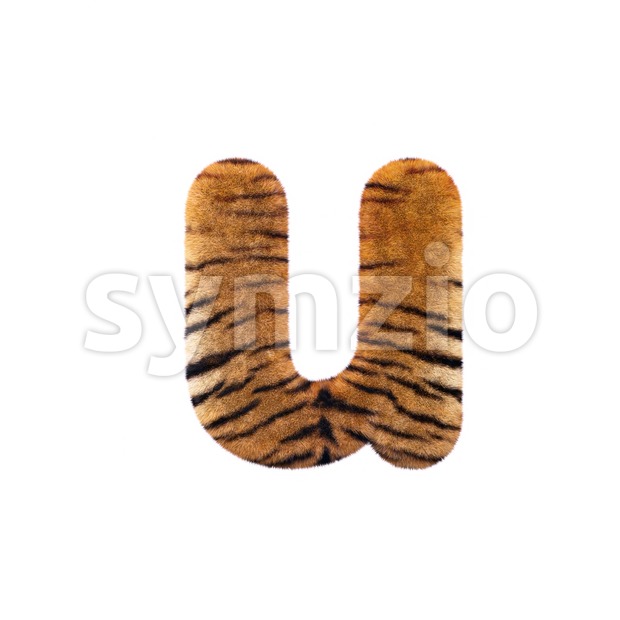 3d Small character U covered in tiger coat texture Stock Photo