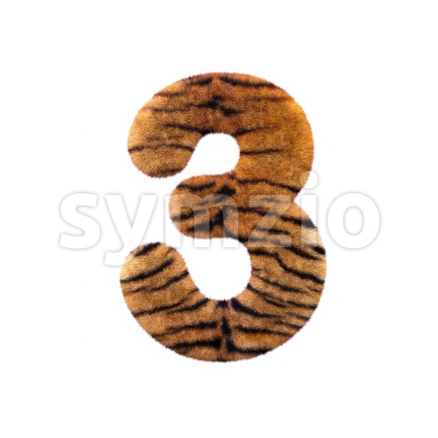 Tiger number 3 - 3d digit Stock Photo