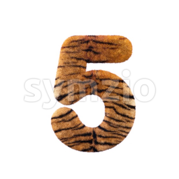 Tiger number 5 - 3d digit Stock Photo