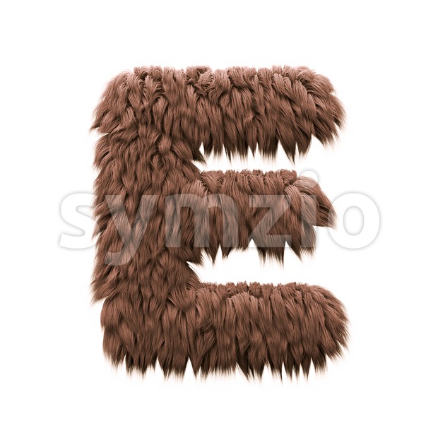 3d Capital character E covered in bigfoot texture