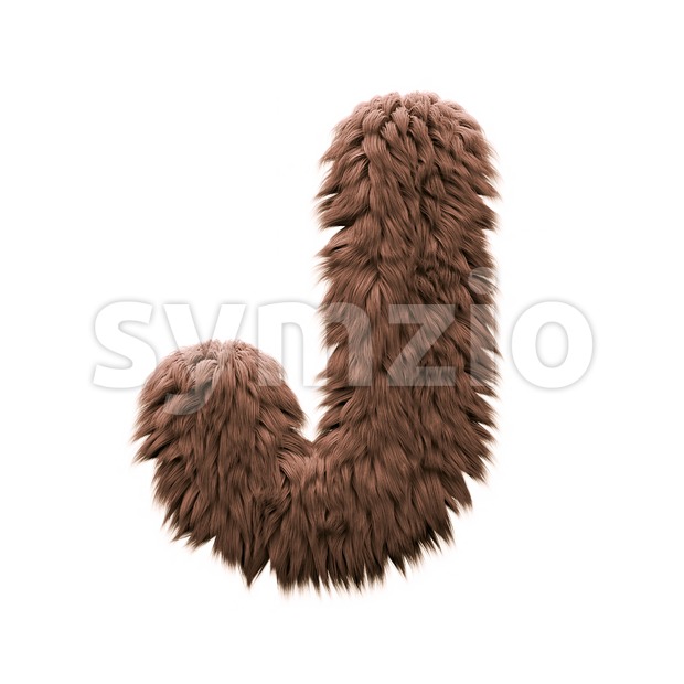 3d Uppercase font J covered in sasquatch texture Stock Photo