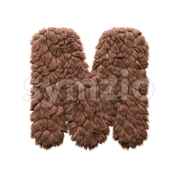 3d Capital character M covered in bigfoot texture