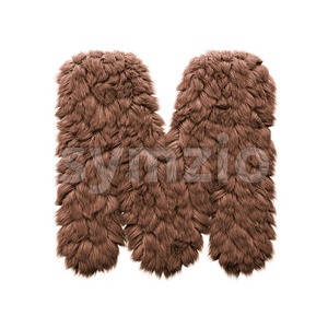 3d Capital character M covered in bigfoot texture Stock Photo