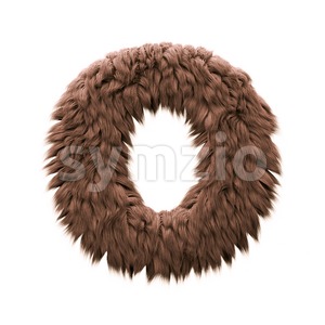 3d Upper-case letter O covered in yeti texture Stock Photo