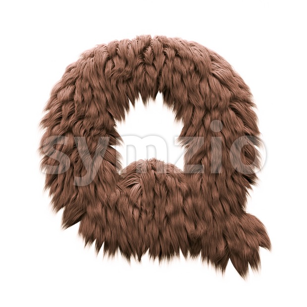 3d Upper-case font Q covered in bigfoot texture Stock Photo