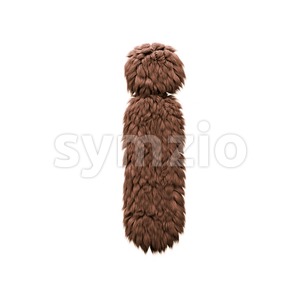 3d Small letter I covered in bigfoot texture - Lowercase 3d character Stock Photo