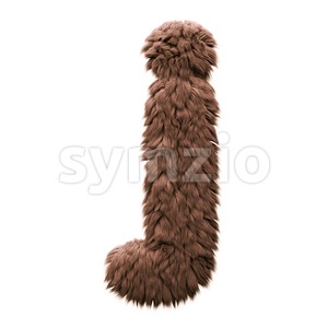 3d Lowercase character J covered in yeti texture Stock Photo