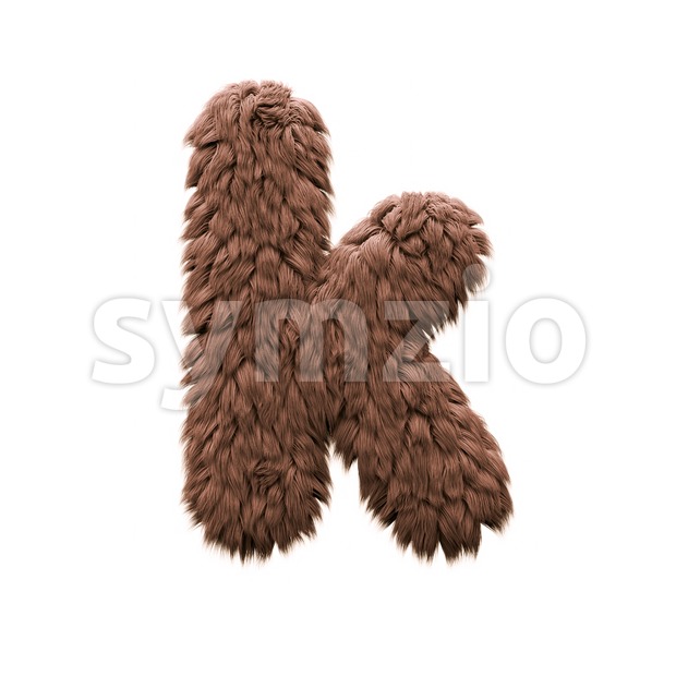 Lower-case sasquatch character K - Small 3d letter Stock Photo