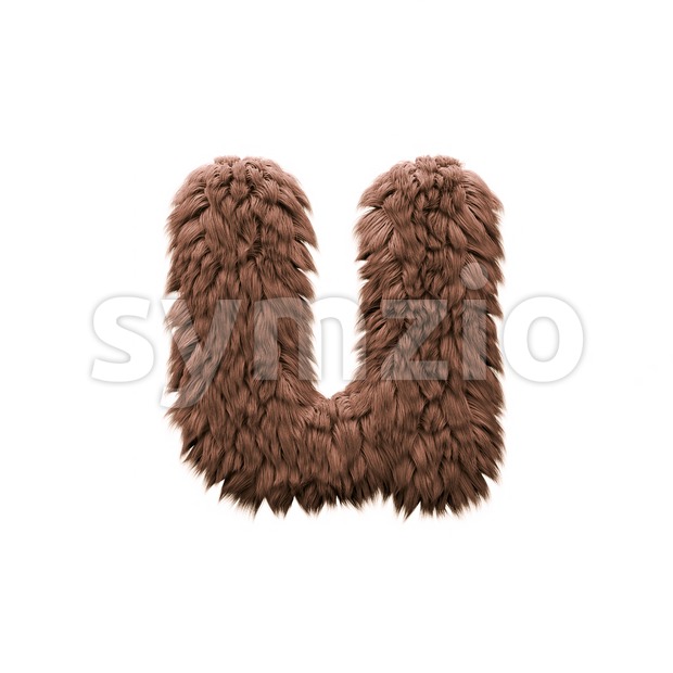 3d Small character U covered in bigfoot texture Stock Photo