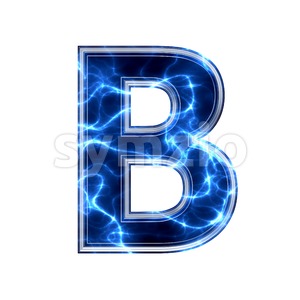 Capital Blue power letter B - Upper-case 3d font Stock Photo