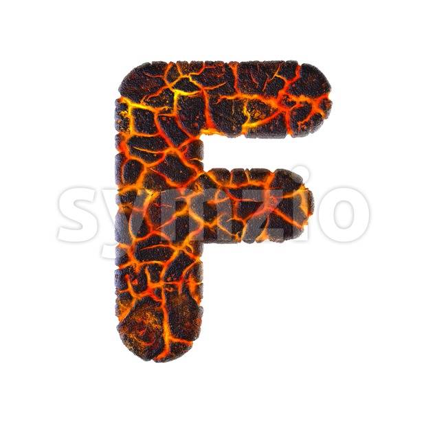 volcano letter F - Upper-case 3d font Stock Photo