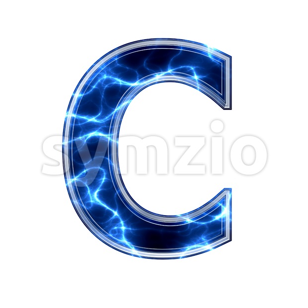 3d Electric font C - Capital 3d letter Stock Photo