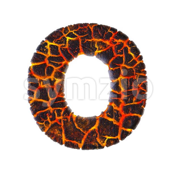 3d Upper-case letter O covered in volcano texture Stock Photo