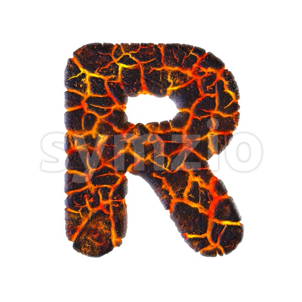 magma letter R - Uppercase 3d font Stock Photo