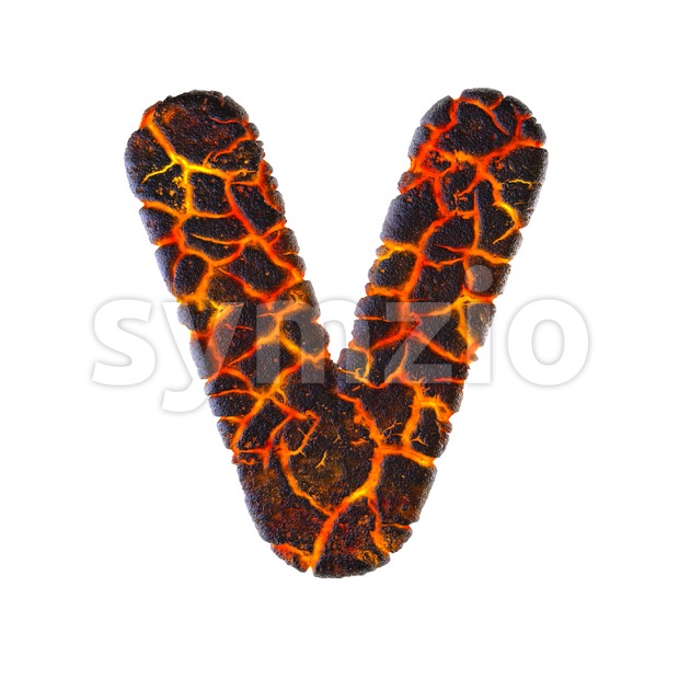Capital volcano letter V - Upper-case 3d character Stock Photo