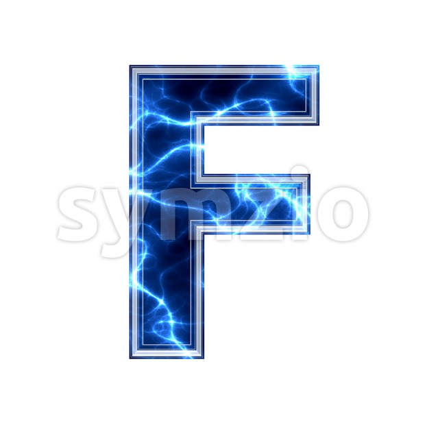 Electric letter F - Upper-case 3d font Stock Photo
