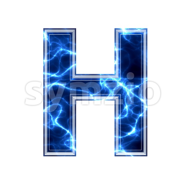Electric 3d letter H - Upper-case 3d character Stock Photo