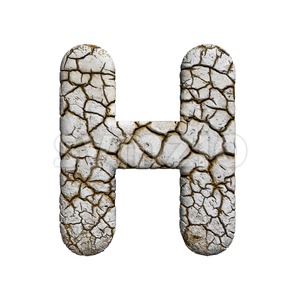 cracked 3d letter H - Upper-case 3d character Stock Photo