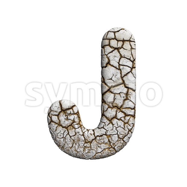 3d Uppercase font J covered in arid ground texture Stock Photo