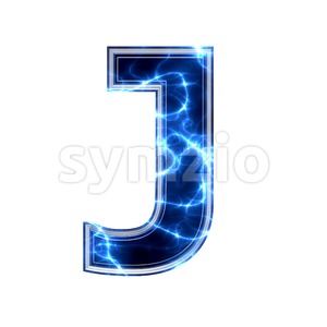 3d Uppercase font J covered in Blue power texture Stock Photo