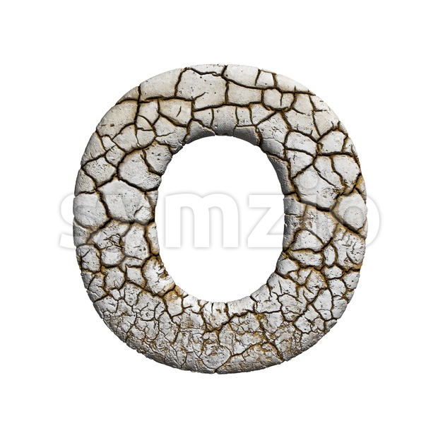 3d Upper-case letter O covered in cracked texture Stock Photo