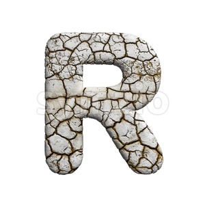 crackeled letter R - Uppercase 3d font Stock Photo