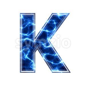 Uppercase Electric letter K - Capital 3d font Stock Photo