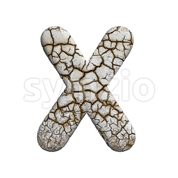 3d Upper-case character X covered in crackeled texture Stock Photo