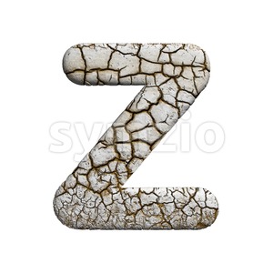crackeled letter Z - Upper-case 3d font Stock Photo