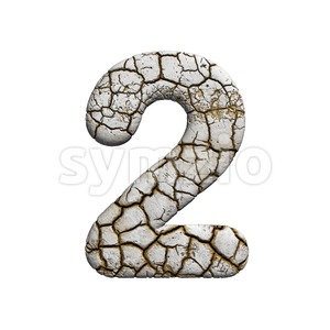 cracked digit 2 - 3d number Stock Photo
