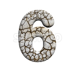 cracked digit 6 - 3d number Stock Photo