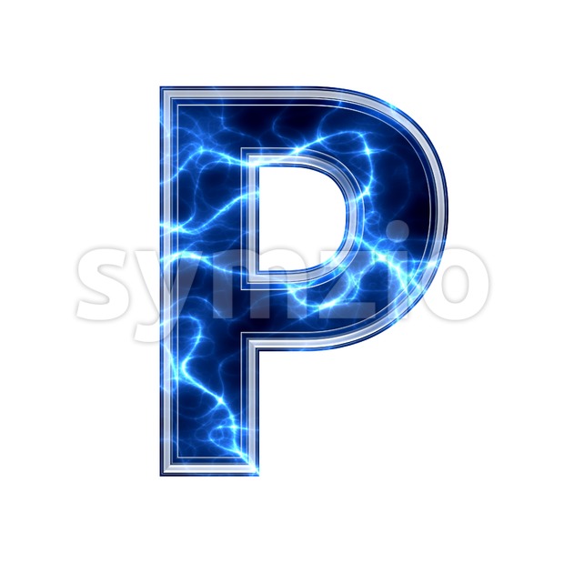 Upper-case lightning character P - Capital 3d font Stock Photo