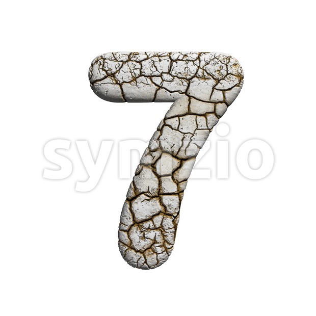 cracked number 7 - 3d digit Stock Photo