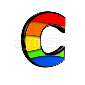 3d rainbow font C - Capital 3d letter Stock Photo