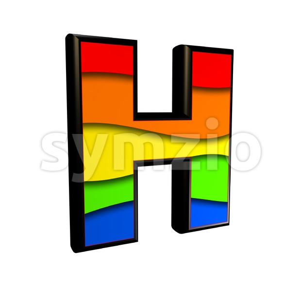 rainbow 3d letter H - Upper-case 3d character Stock Photo