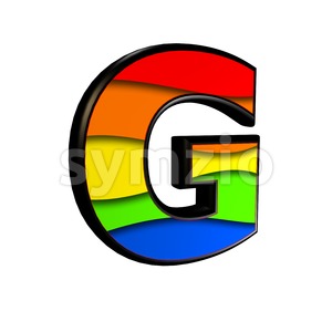 Upper-case rainbow character G - Capital 3d font Stock Photo