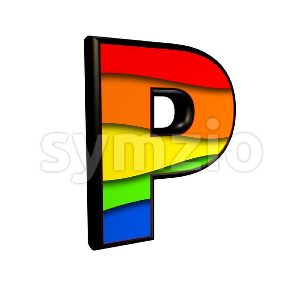 Upper-case multicolored character P - Capital 3d font Stock Photo