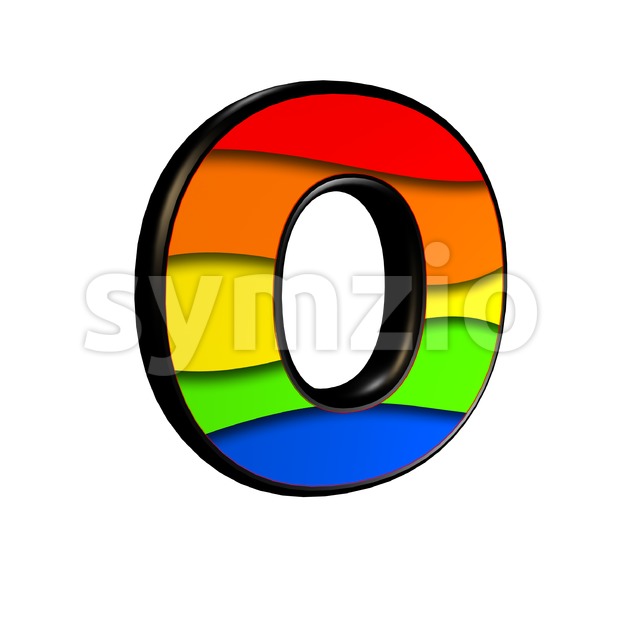 3d Upper-case letter O covered in rainbow texture Stock Photo
