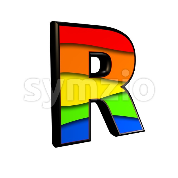 multicolored letter R - Uppercase 3d font Stock Photo
