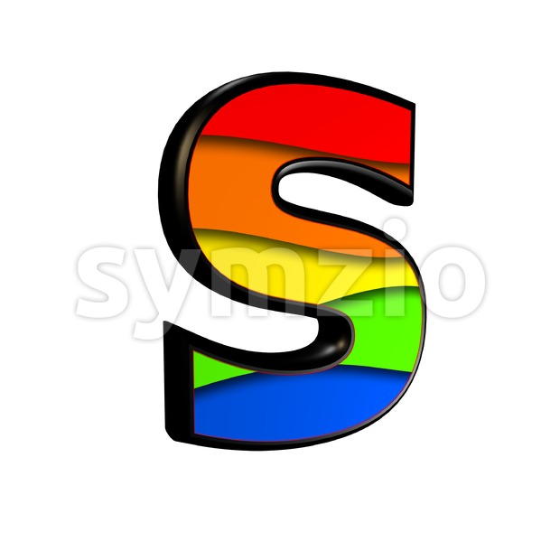 3d Uppercase font S covered in rainbow texture Stock Photo
