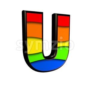 rainbow 3d letter U - Capital 3d font Stock Photo