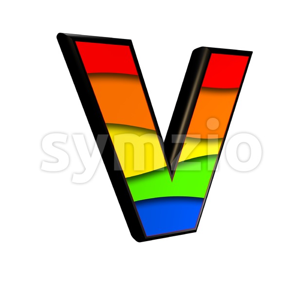Capital rainbow letter V - Upper-case 3d character Stock Photo