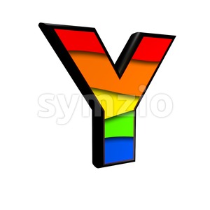 Upper-case rainbow font Y - Capital 3d character Stock Photo