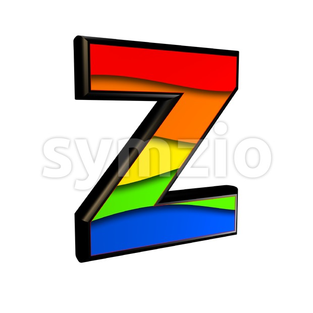 multicolored letter Z - Upper-case 3d font Stock Photo