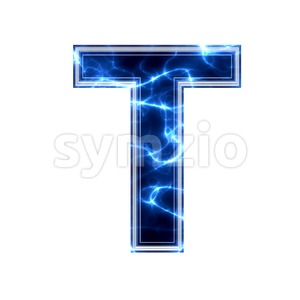 Blue power character T - Uppercase 3d letter Stock Photo