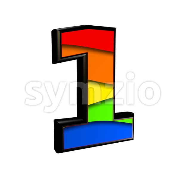 Rainbow number 1 - 3d digit Stock Photo