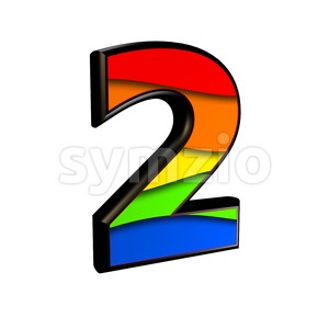 Rainbow digit 2 - 3d number Stock Photo